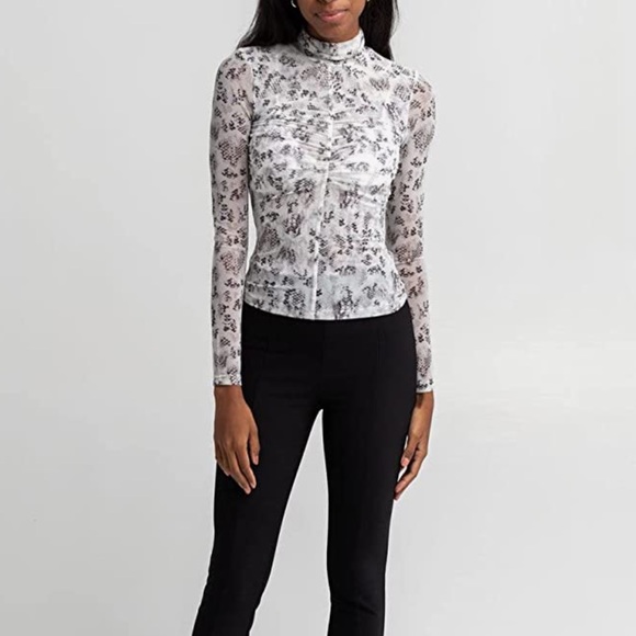 West Of Melrose Snake Me On Long Sleeve Mesh Top Tee - Picture 3 of 7